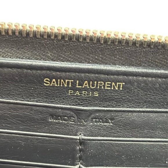 Auth SAINT LAURENT PARIS Y Line Black Leather Long Wallet - Picture 5 of 5